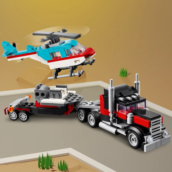 LEGO Creator Камион с платформа и хеликоптер 31146