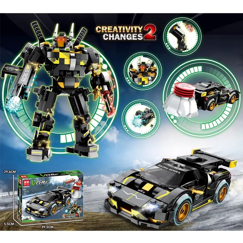 Конструктор 2 в 1 - Черна Кола Робот с изстрелвачка