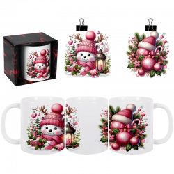 Коледна керамична чаша Весели Празници с бяло меченце Коледна керамична чаша Весели Празници с бяло меченце