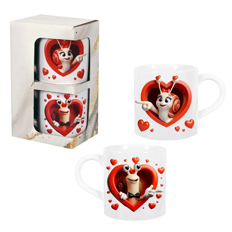 Комплект чаши Обичам те с охлюви