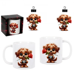 Чаша - Обичам те с куче и роза