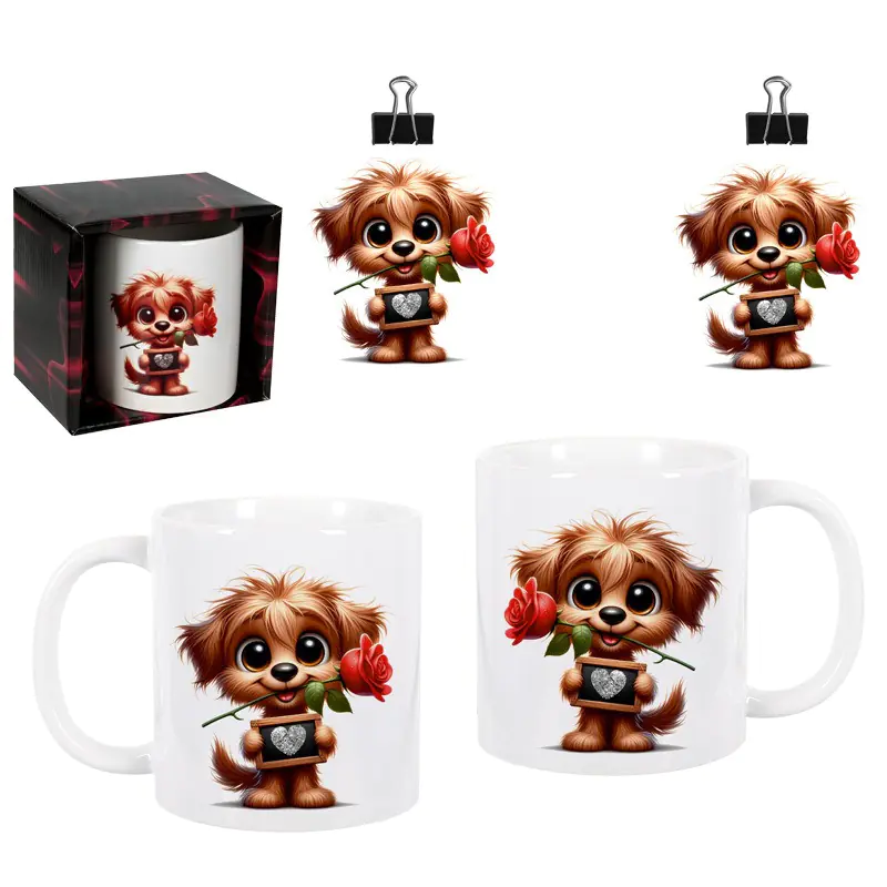 Чаша - Обичам те с куче и роза