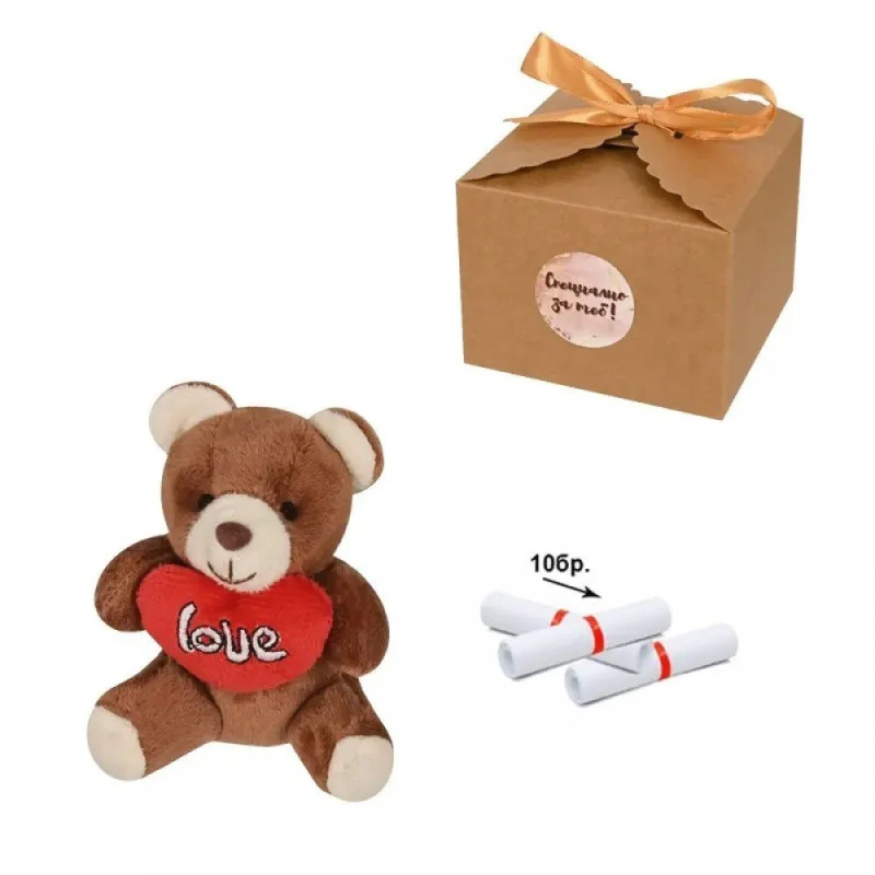 Kомплект 10 Причини да те Обичам с плюшено мече в кафяво