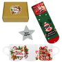 Комплект Весели Празници с чаша, коледни чорапи с Елен и звезда