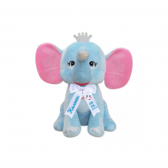 Плюшен слон с надписана панделка, син, 28 см Плюшен слон с надписана панделка, син, 28 см