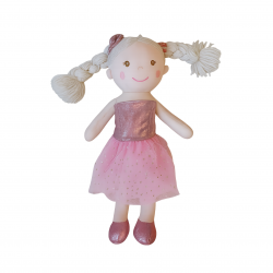 Мека кукла Ани с розово рокля, 37 см