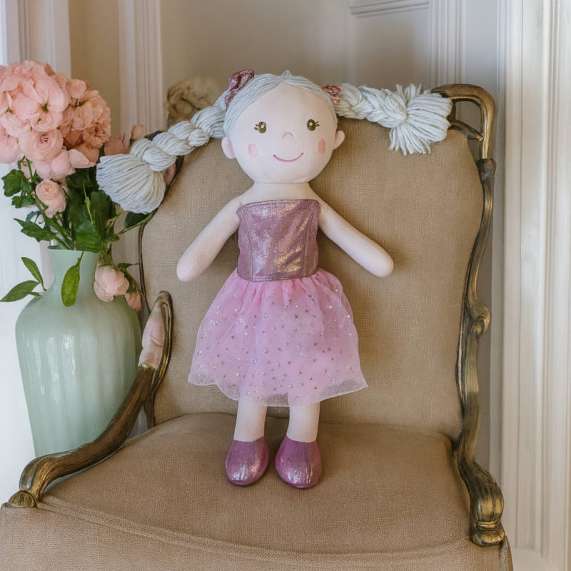 Мека кукла Ани с розово рокля, 37 см