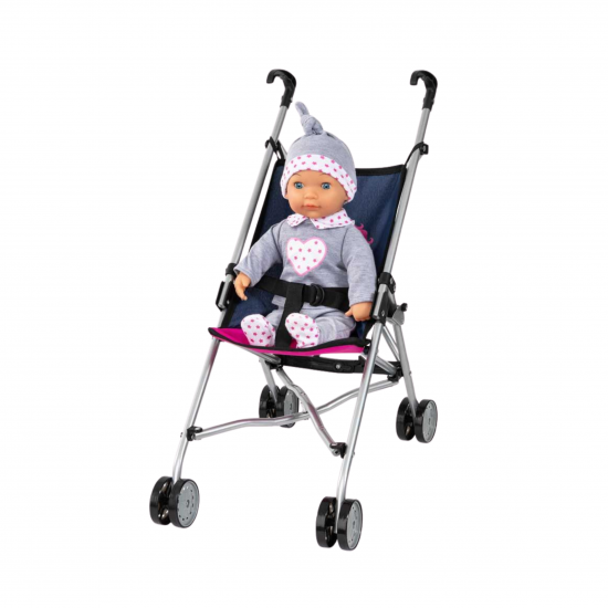 Количка за кукли BUGGY синя с еднорог Количка за кукли BUGGY синя с еднорог