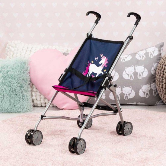 Количка за кукли BUGGY синя с еднорог Количка за кукли BUGGY синя с еднорог