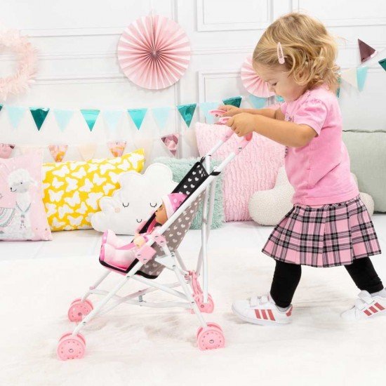 Количка за кукли BUGGY черна с панделка