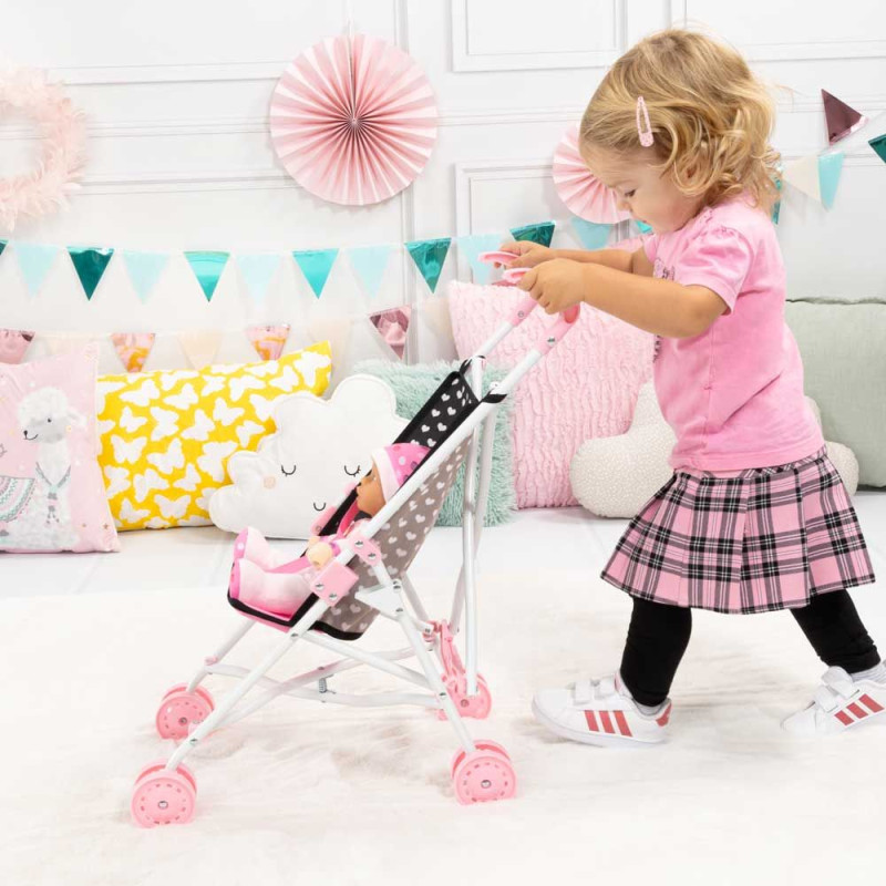 Количка за кукли BUGGY черна с панделка