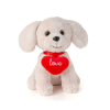Плюшено куче със сърце, бежово, 24 см