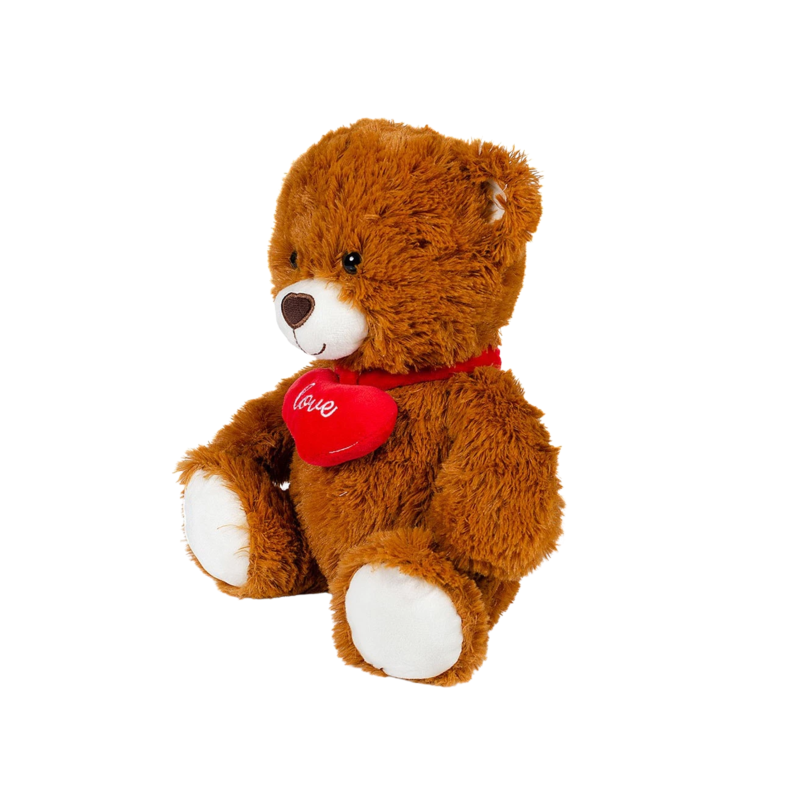 Плюшено мече със сърце, светло кафяво, 30 см