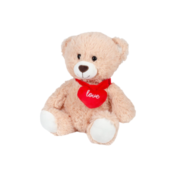Плюшено мече със сърце, бежово, 30 см