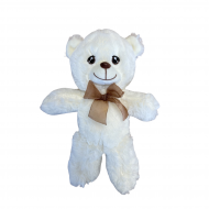 Плюшено мече Бела с кафява панделка, екрю, 25 см