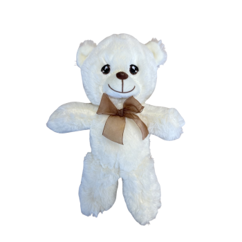 Плюшено мече Бела с кафява панделка, екрю, 25 см