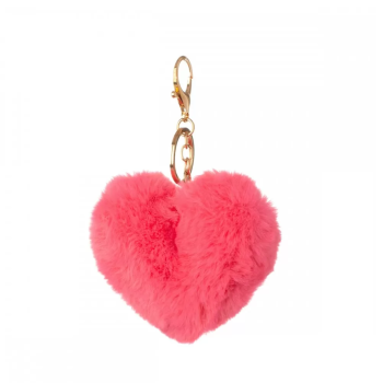 Плюшен ключодържател сърце, тъмно розов, 10 см