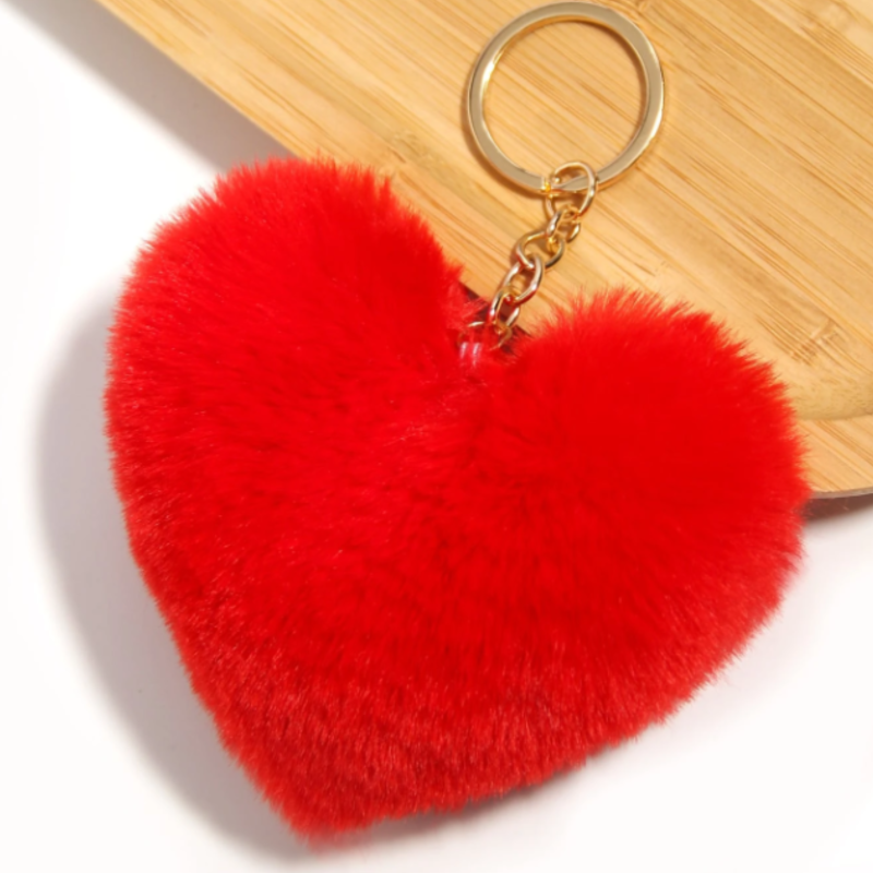Плюшен ключодържател сърце, червен, 10 см