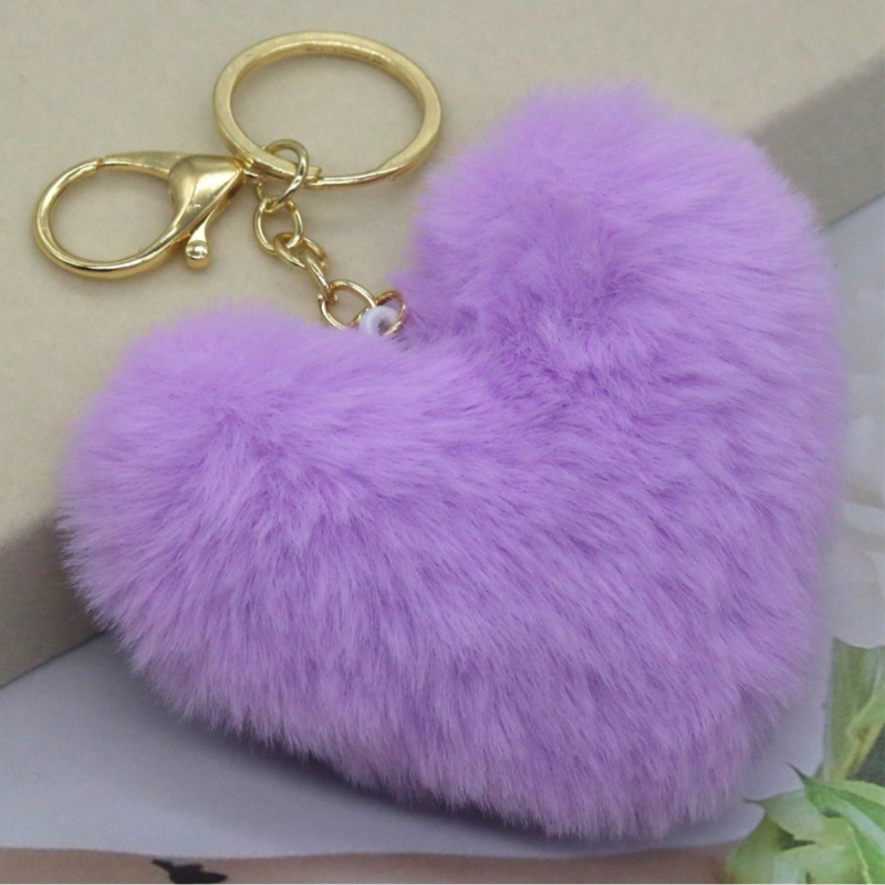 Плюшен ключодържател сърце, лилав, 10 см 