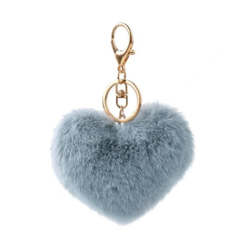 Плюшен ключодържател сърце, сив, 10 см