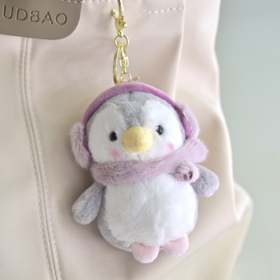 Плюшен ключодържател пингвин, сив, 11 см