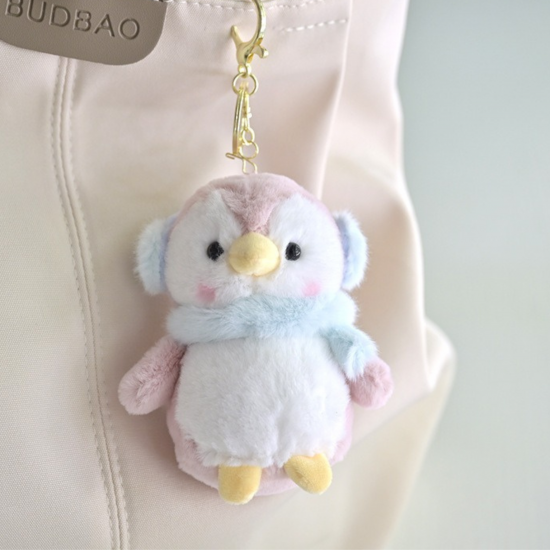 Плюшен ключодържател пингвин, розов, 11 см