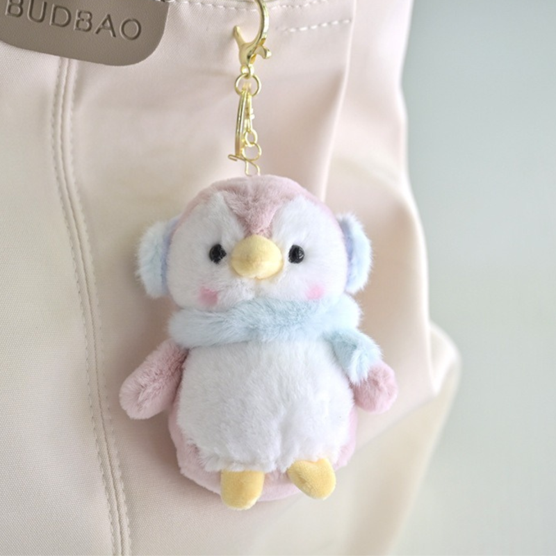 Плюшен ключодържател пингвин, розов, 11 см