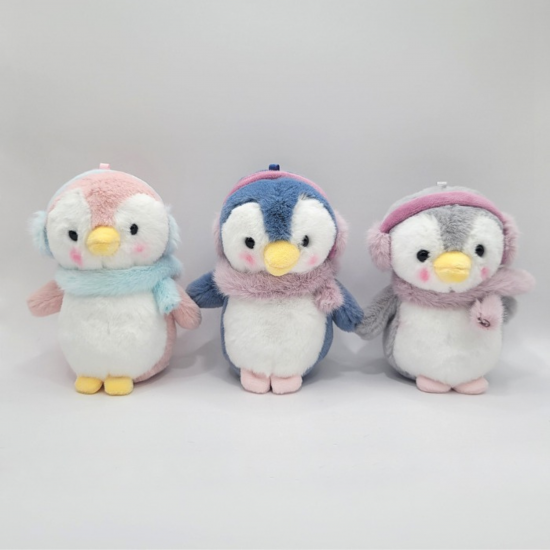 Плюшен ключодържател пингвин, син, 11 см