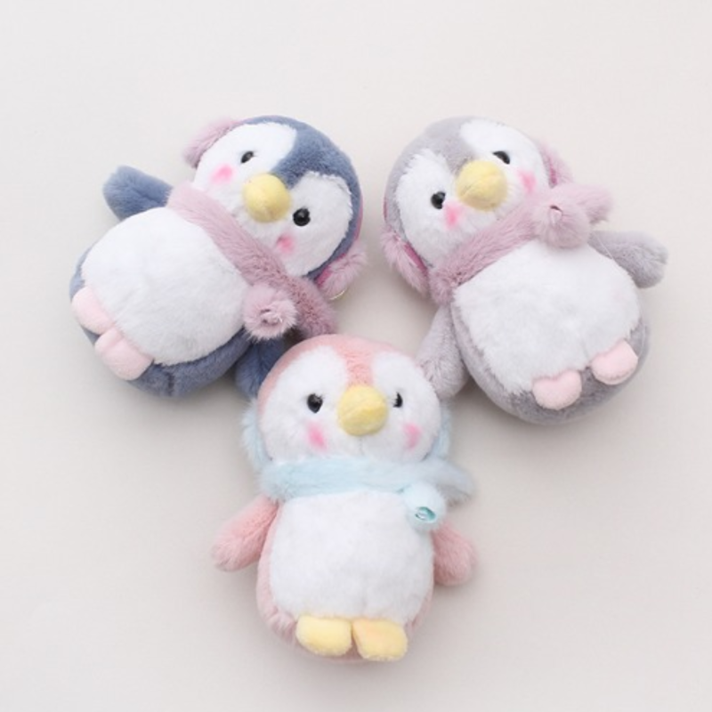 Плюшен ключодържател пингвин, сив, 11 см