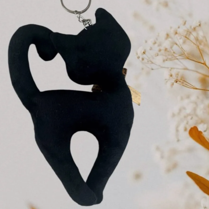 Ключодържател Коте, черно, 14 см