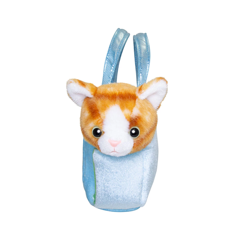 Плюшена чантичка с коте Aurora, синя, 20 см