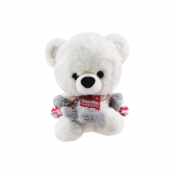 Плюшена играчка мече с шал Aurora, екрю, 24 см