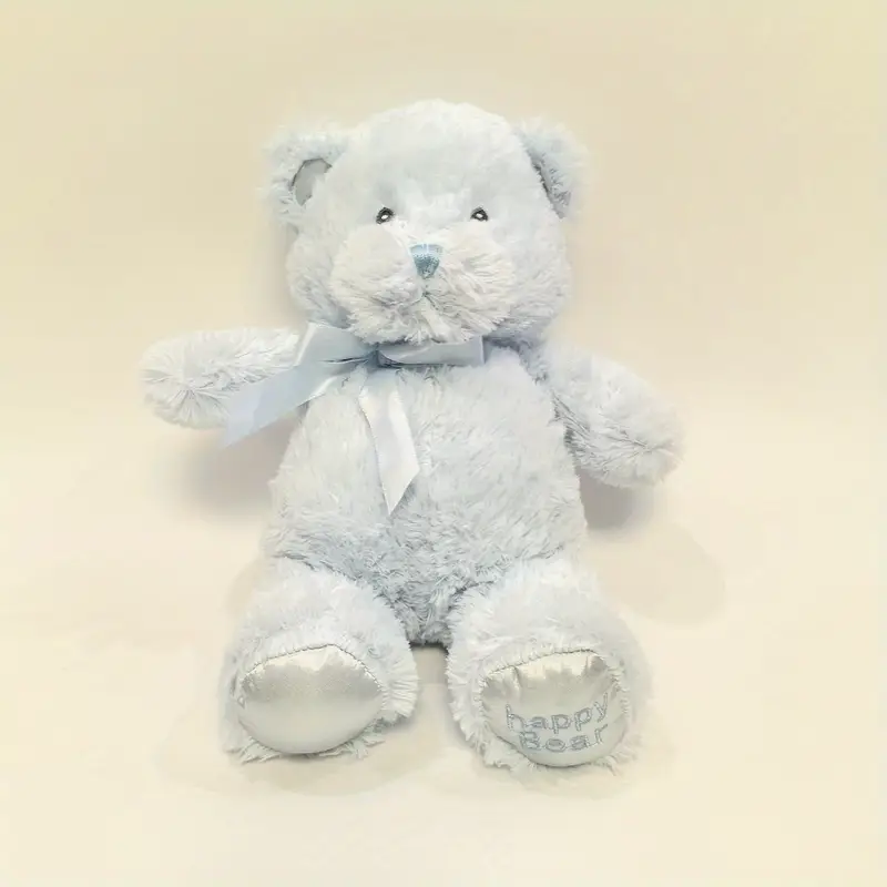 Плюшено мече с бродирани очи, светло синьо, 28 см