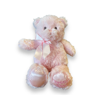 Плюшено мече с бродирани очи, розово, 28 см