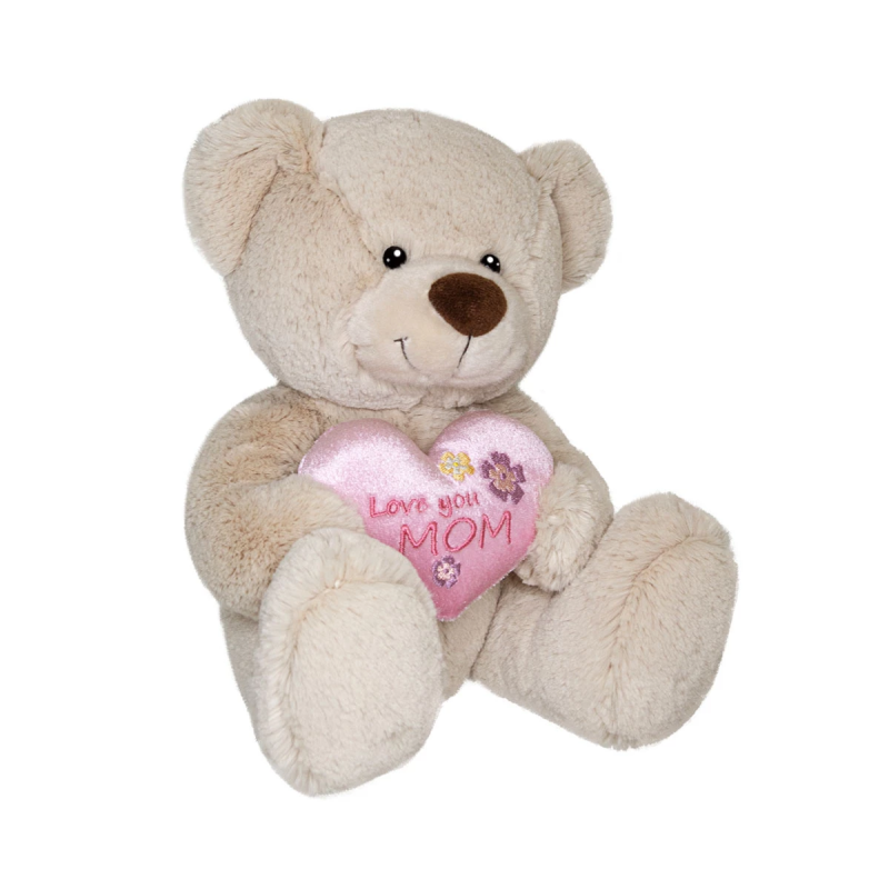 Плюшено мече със сърце Aurora, екрю, 23 см