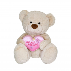 Плюшено мече със сърце Aurora, екрю, 23 см