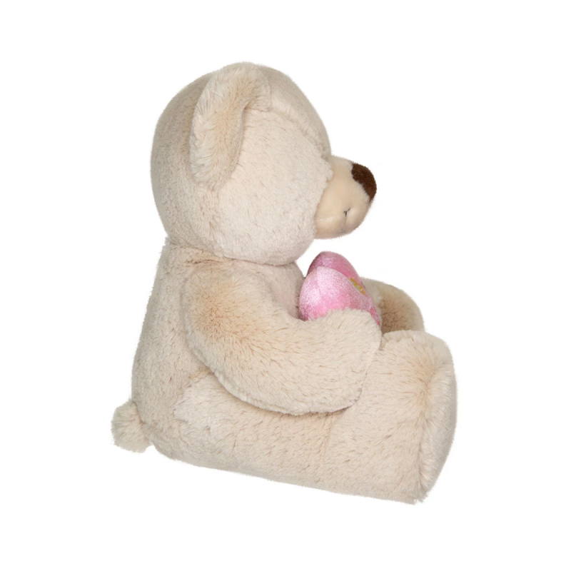 Плюшено мече със сърце Aurora, екрю, 23 см