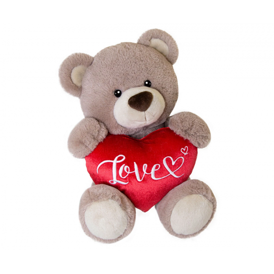 Плюшено мече със сърце Aurora, кафяво, 32 см
