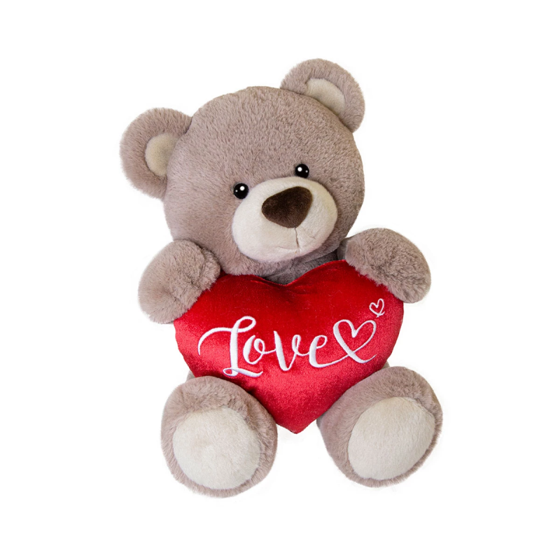 Плюшено мече със сърце Aurora, кафяво, 32 см