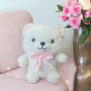 Плюшено мече със сатенена панделка, бяло, 20 см