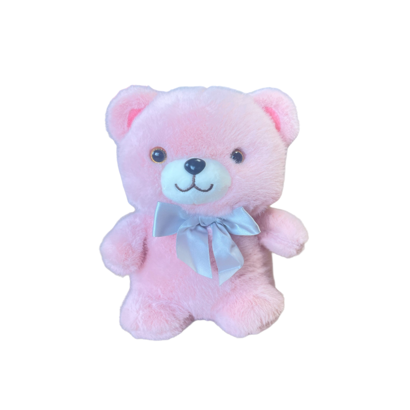 Плюшено мече със сатенена панделка, розово, 20 см