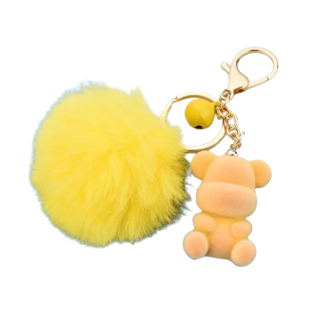 Ключодържател мече с пухче, жълт, 10 см