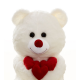 Плюшено мече с три сърца, бяло, 65 см