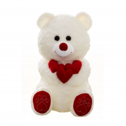 Плюшено мече с три сърца, бяло, 65 см