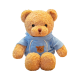 Плюшено мече със син пуловер, кафяво, 30 см