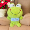 Плюшена жабка Петя със синя папионка, зелена, 30 см