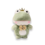 Плюшена жабка с коронка, зелена, 23 см