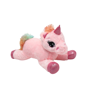 Плюшен еднорог с розов рог, розов, 30 см 