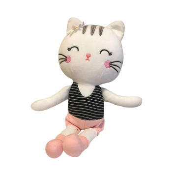 Плюшено коте Катя, бяло, 35 см