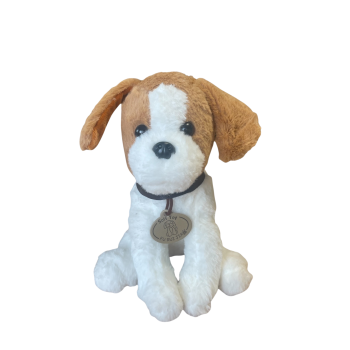 Плюшено Куче с медальон, бяло, 23 см